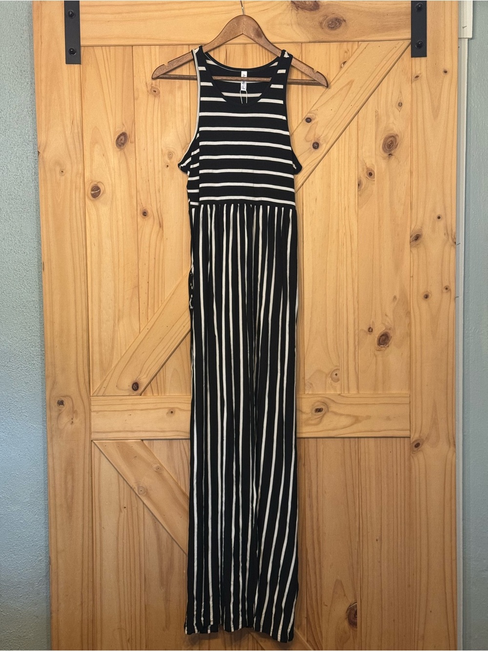 Amazon Black and White Striped Sleeveless Maxi Dress